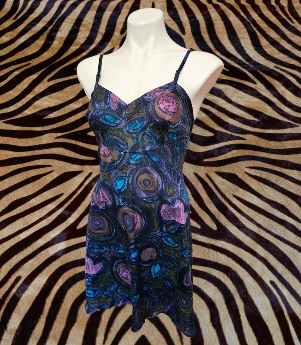 Vintage 60s Munsingwear Lace Sheer Trim Cutout Midi Lingerie Slip Dress Size 32